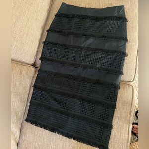 Banana Republic Black Fringe Skirt with Eyelet Details.